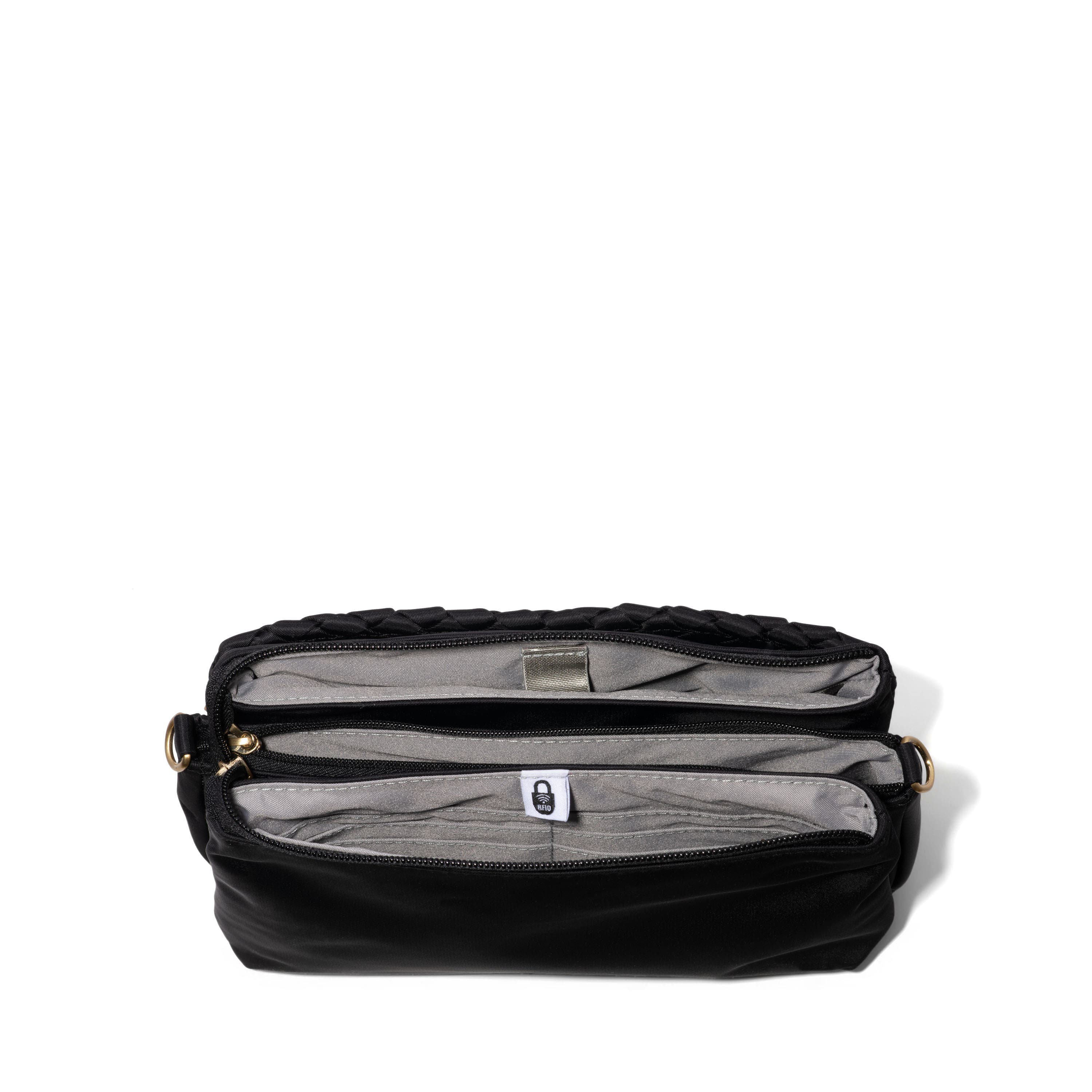 BAGGALLINI Perry Woven Crossbody, Alternate, color, Black Woven Twill