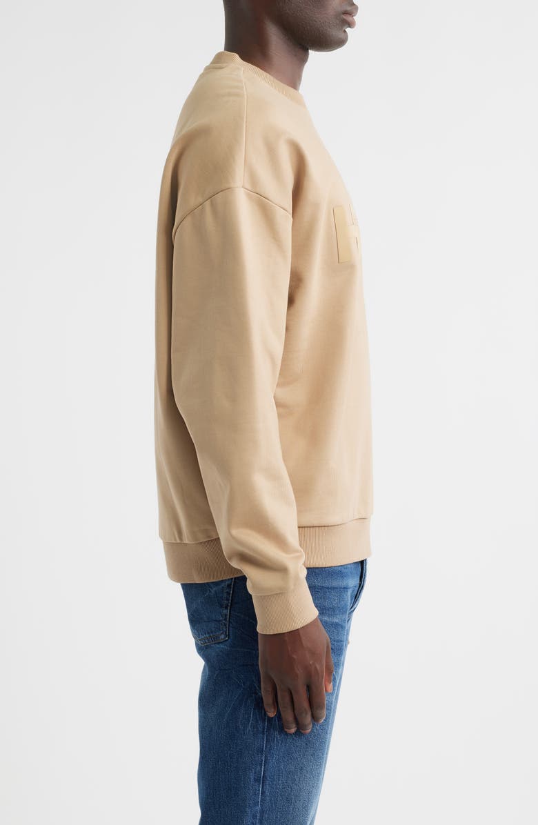 HUGO Dinex Cotton French Terry Crewneck Sweatshirt, Alternate, color, Medium Beige