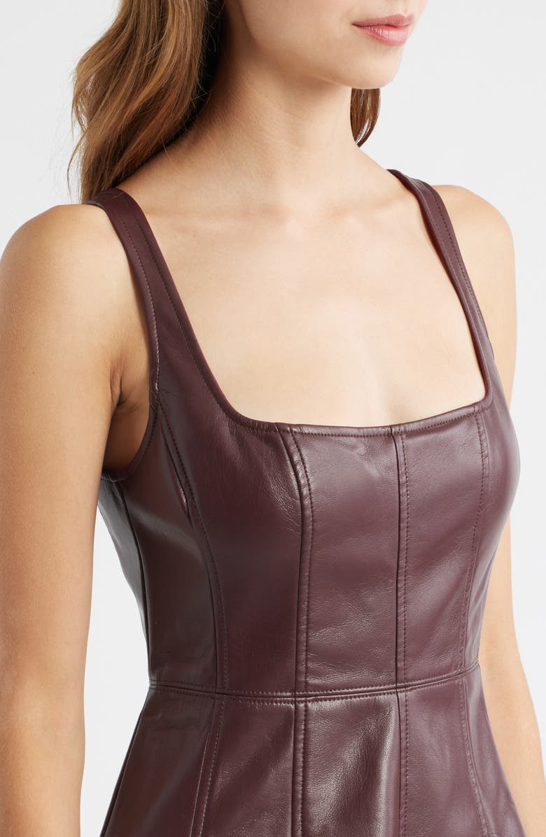 LoveShackFancy Fauber Faux Leather Minidress, Alternate, color, 