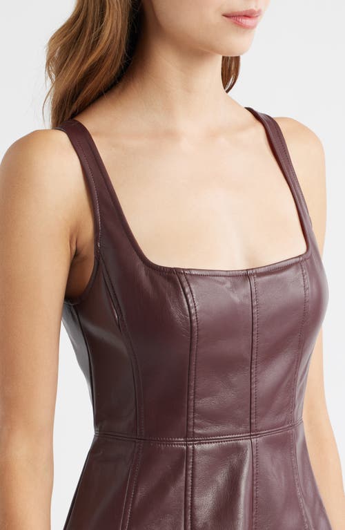 Loveshackfancy Fauber Faux Leather Minidress In Brown