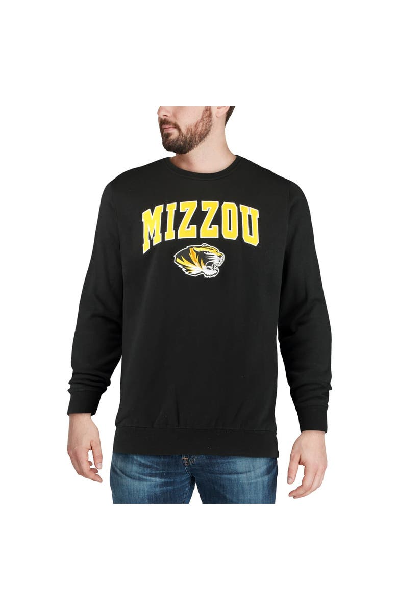 COLOSSEUM Men's Colosseum Black Missouri Tigers Arch & Logo Crew Neck Sweatshirt, Alternate, color, Black