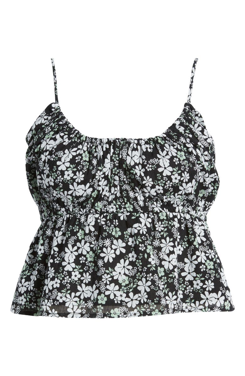 BP. Gauze Empire Tank, Alternate, color, Black Tropics Ditsy