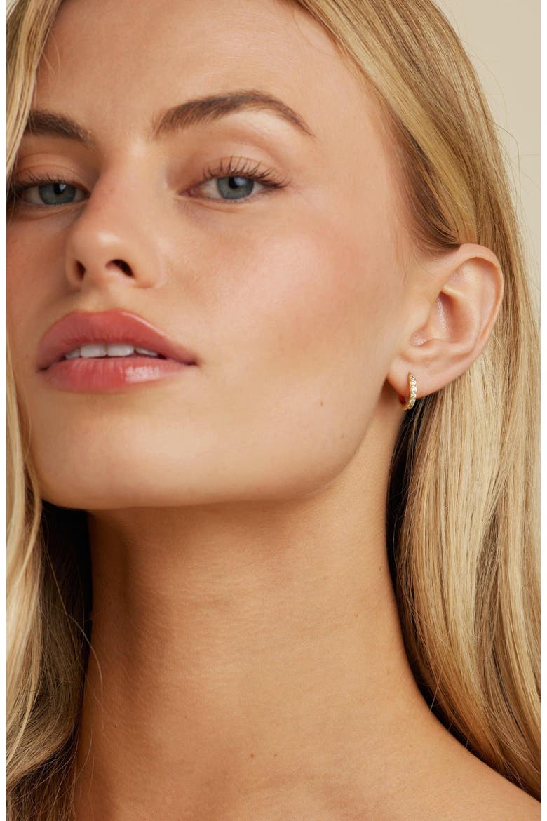 Monica Huggie Hoops, Alternate, color, Gold