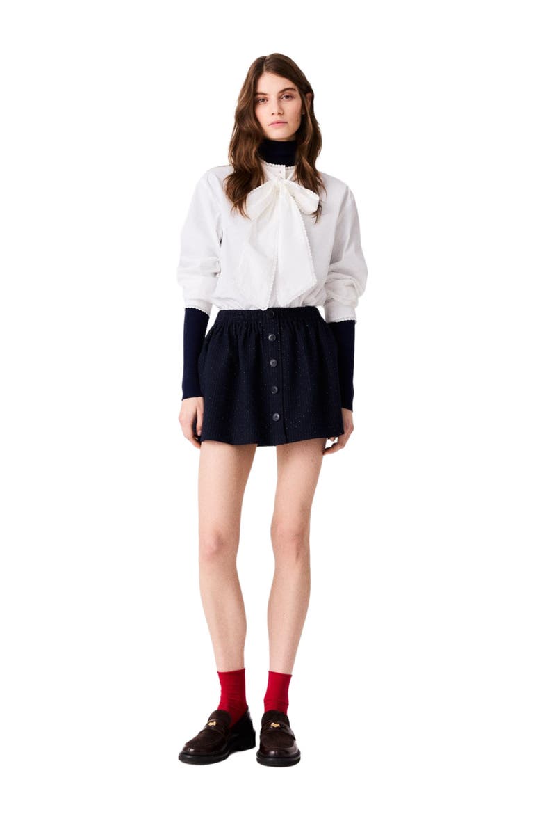Short tailored rhinestone skirt, Main, color, Navy