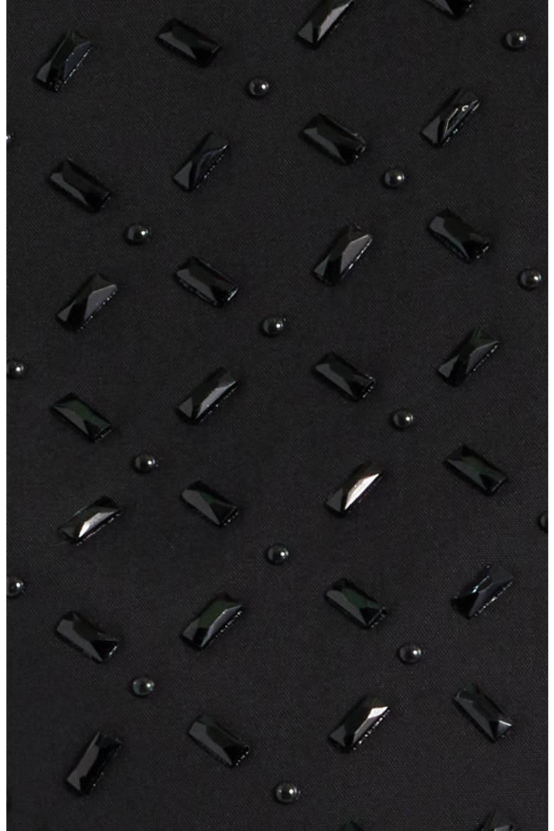 Mick Rhinestone Ruffle Cotton Blend Button-Up Shirt, Alternate, color, BLACK