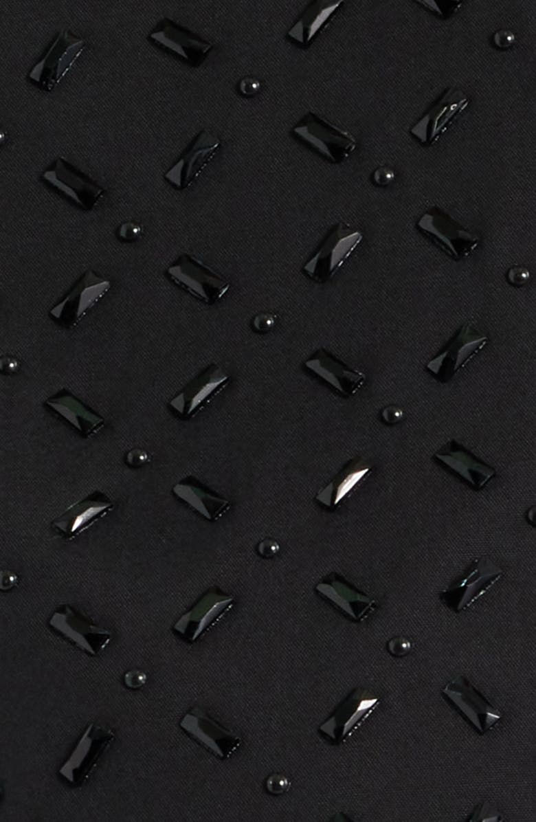 KOBI HALPERIN Mick Rhinestone Ruffle Cotton Blend Button-Up Shirt, Alternate, color, Black