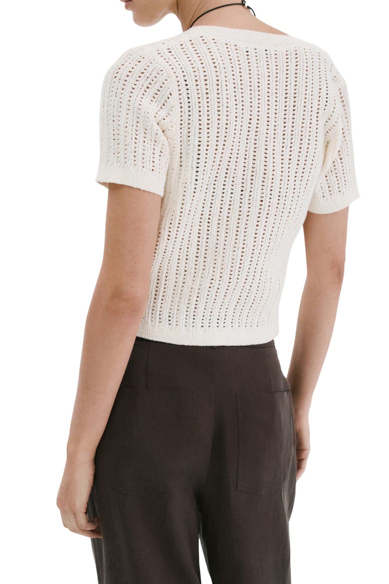 Open Stitch Short Sleeve Cardigan, Alternate, color, ECRU