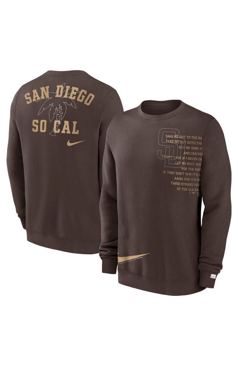 Nike Men's Nike Brown San Diego Padres Statement Ball Game Fleece Pullover Sweatshirt, Main, color, Brown