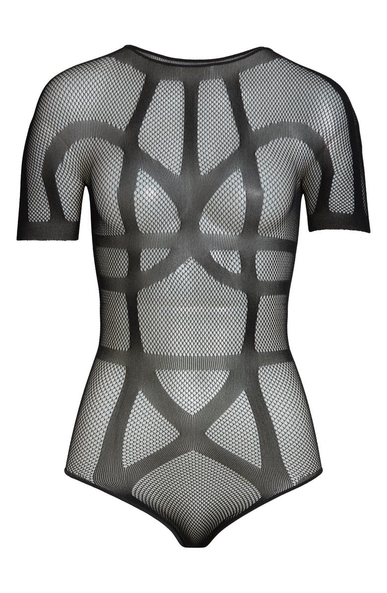 Hauty Strappy Fishnet Bodysuit, Alternate, color, Black