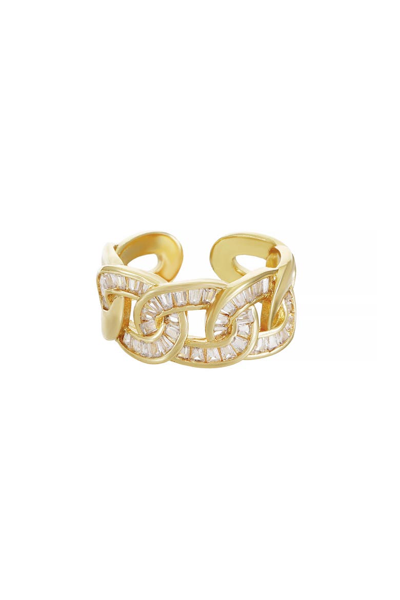 Cubic Zirconia Open Link Ring, Main, color, GOLD