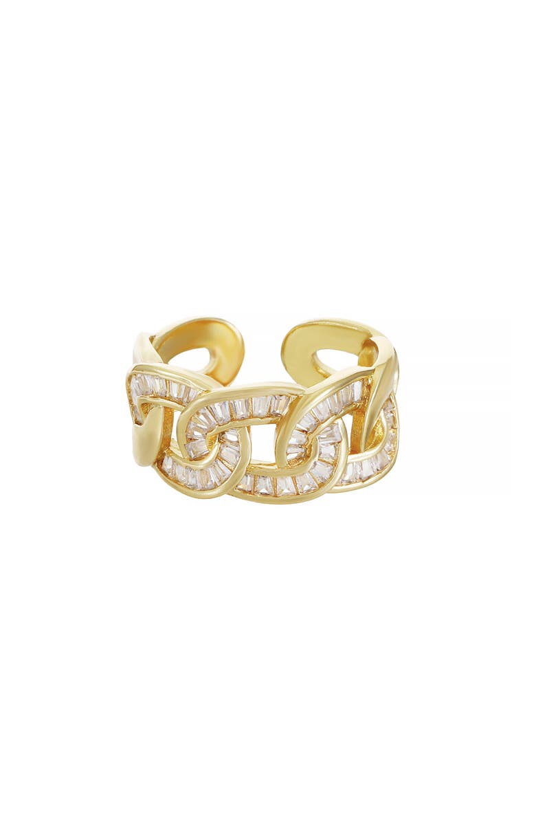 Ettika Cubic Zirconia Open Link Ring, Main, color, Gold
