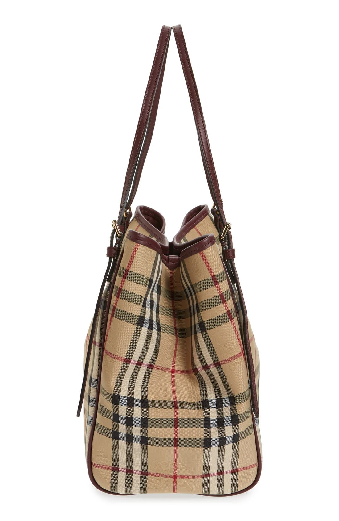 Burberry 'Small Canter' Horseferry Check & Leather Tote, Alternate, color, 