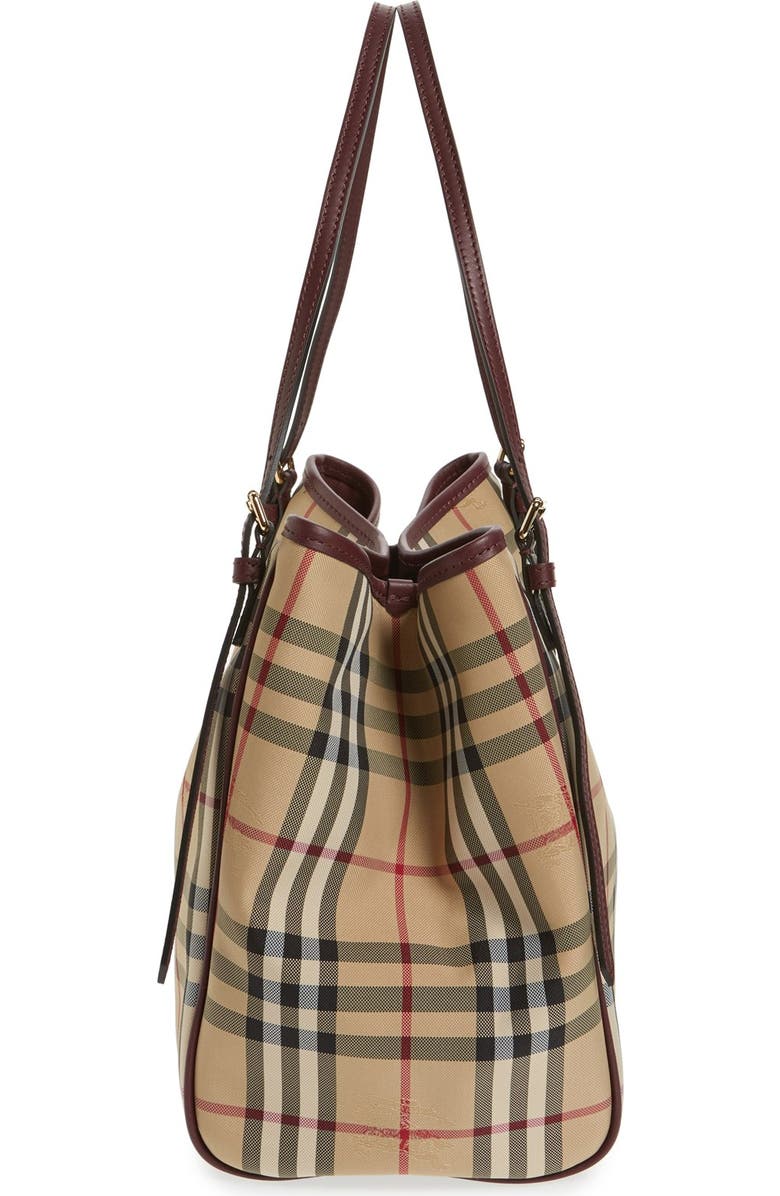 Burberry 'Small Canter' Horseferry Check & Leather Tote, Alternate, color,