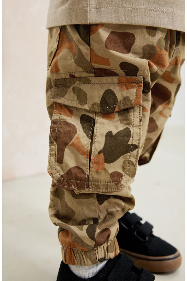 Kids' Dinosaur Camo Cotton Cargo Pants, Alternate, color, BROWN MULTI