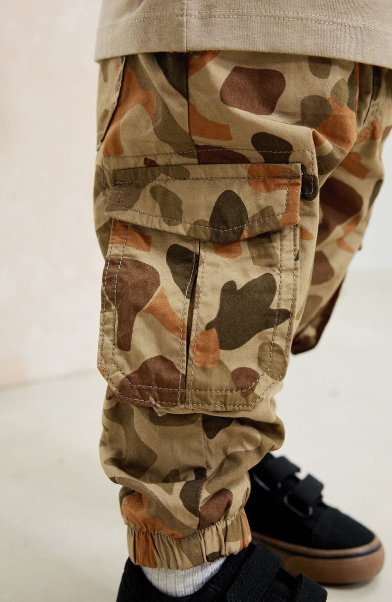 NEXT Kids' Dinosaur Camo Cotton Cargo Pants, Alternate, color, Brown Multi