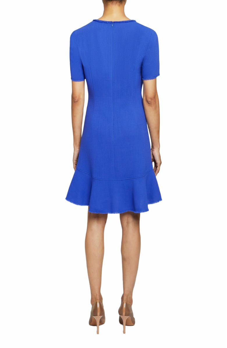 Santorelli Manta Short Sleeve A-Line Sheath Dress in Luxury Wool Crepe, Alternate, color, Violet Blue