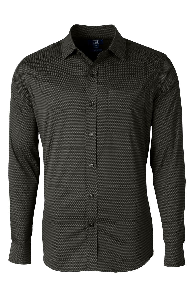 Cutter & Buck Versatech Geo Dobby Classic Fit Button-Down Performance Shirt, Main, color, 