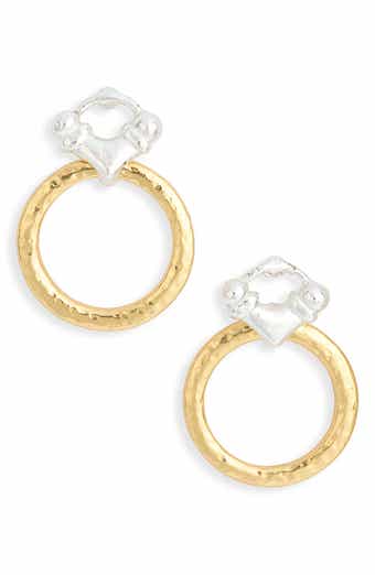 Mixed Metal Ring Drop Earrings