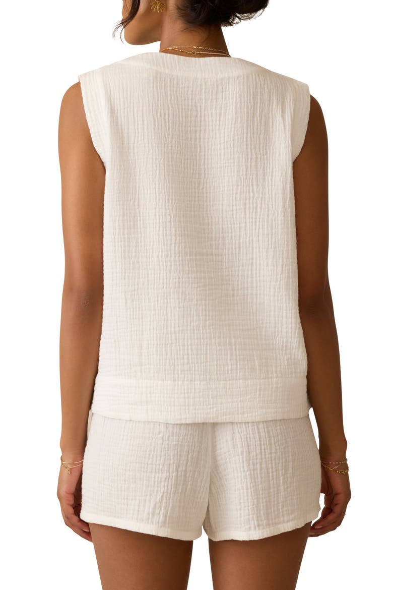 Dune Sleeveless Organic Cotton Gauze Popover Top, Alternate, color, WHITE