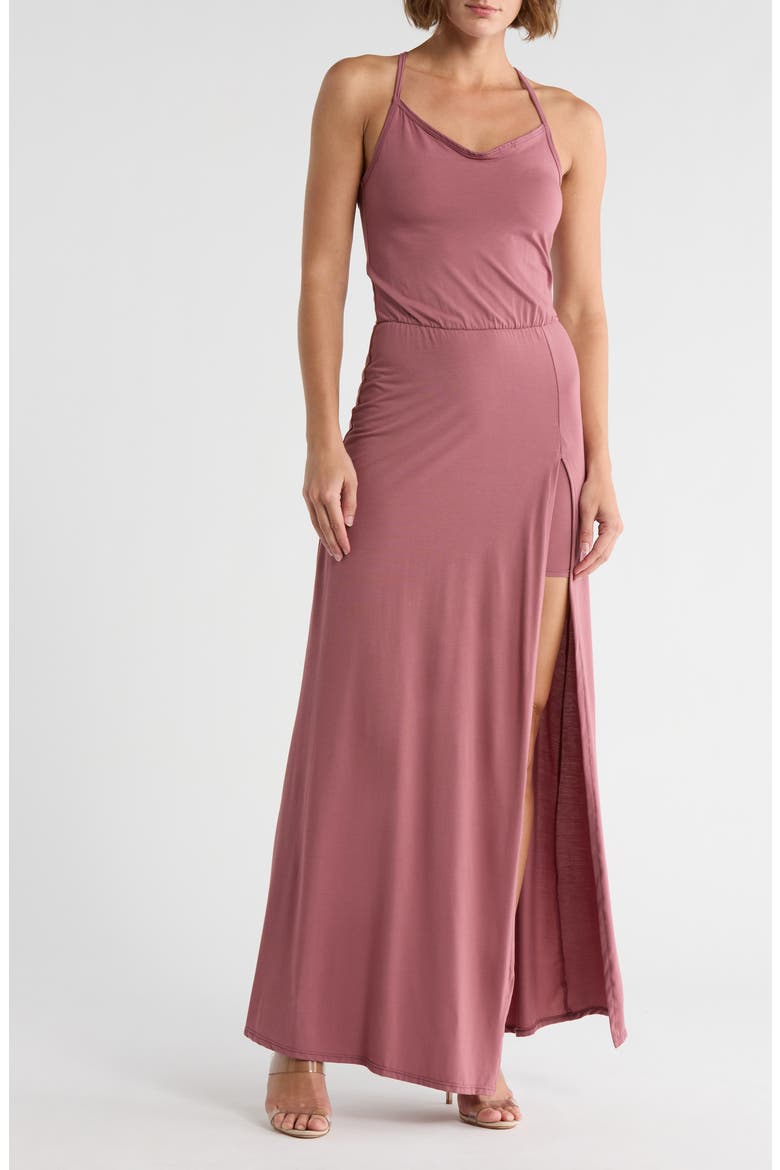 Sleeveless Maxi Dress, Main, color, DARK MAUVE PONTE