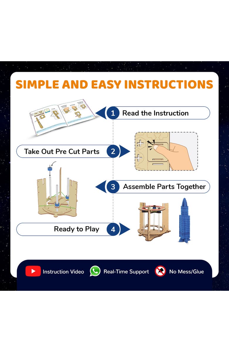 Smartivity Space Rocket Launcher Diy Stem Toy, Chandrayaan Program, Ages 6+, Alternate, color, Multicolored