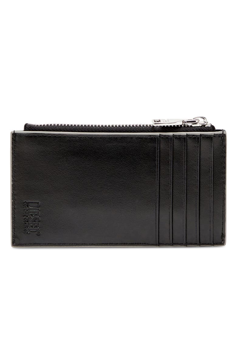 DIESEL<sup>®</sup> 1DR Metallic Leather Card Holder, Alternate, color, Silver