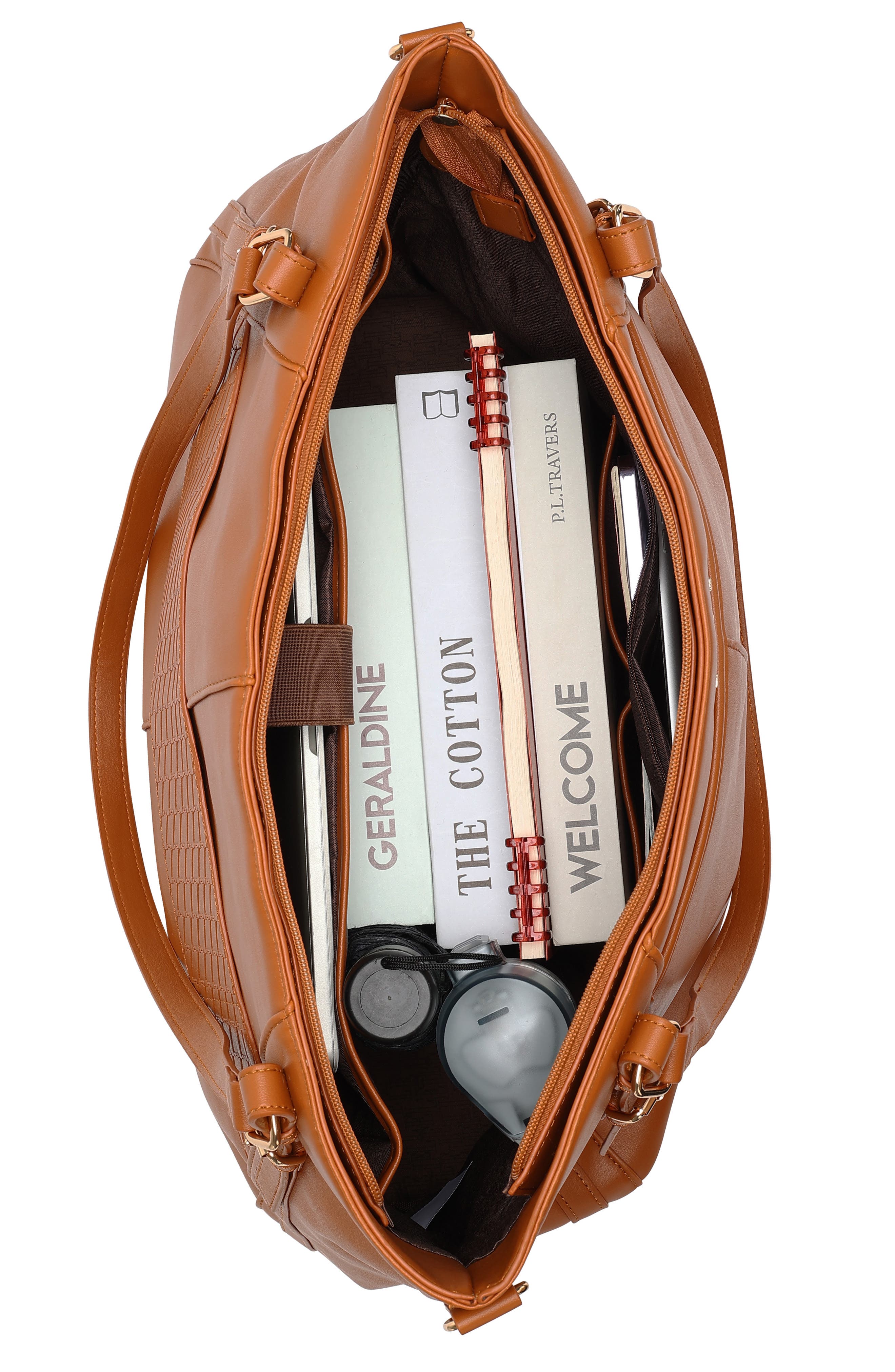Leisure Luxe 33L Vegan Leather Weekender Duffel Bag, Alternate, color, Brown