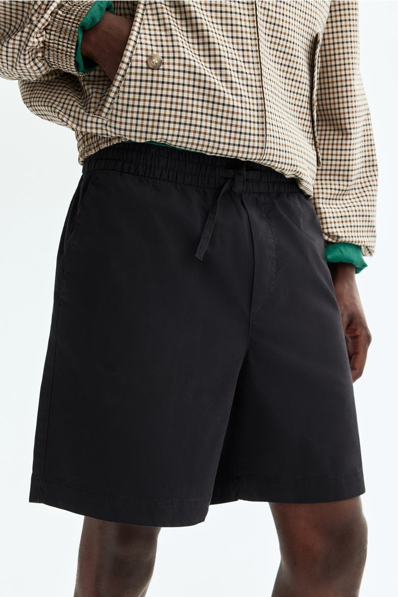Relaxed-Fit Cotton Shorts, Alternate, color, Black