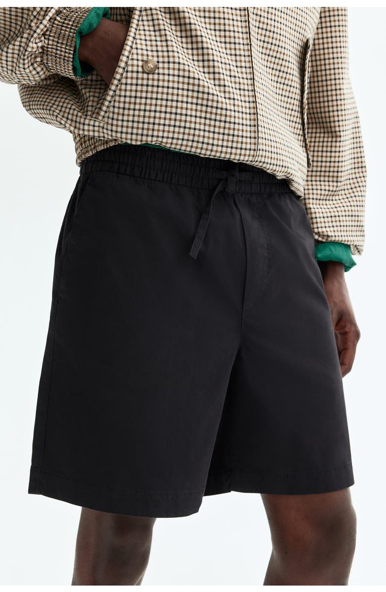 H&M Relaxed Fit Cotton Shorts, Alternate, color, Black