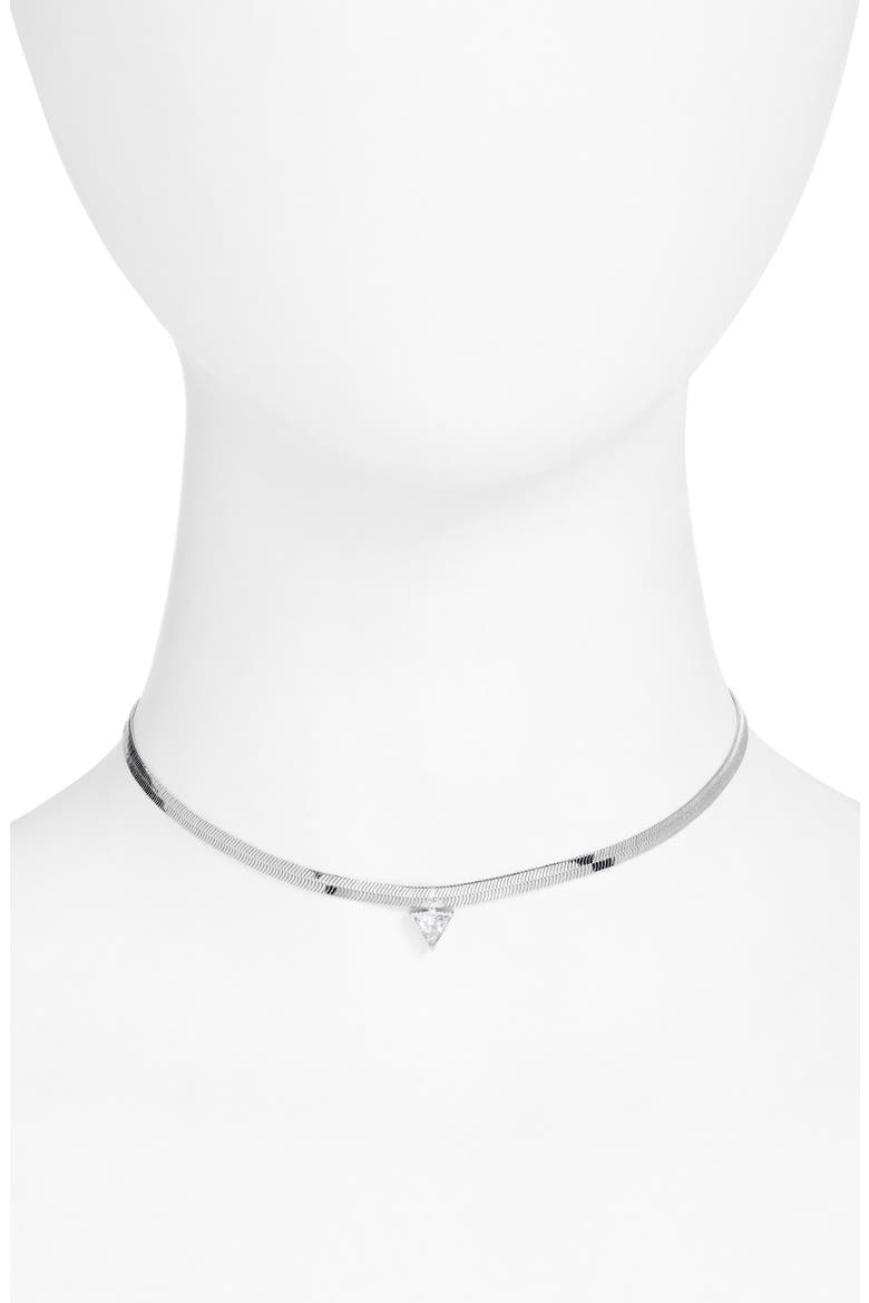 Arden Cubic Zirconia Choker, Main, color, SILVER