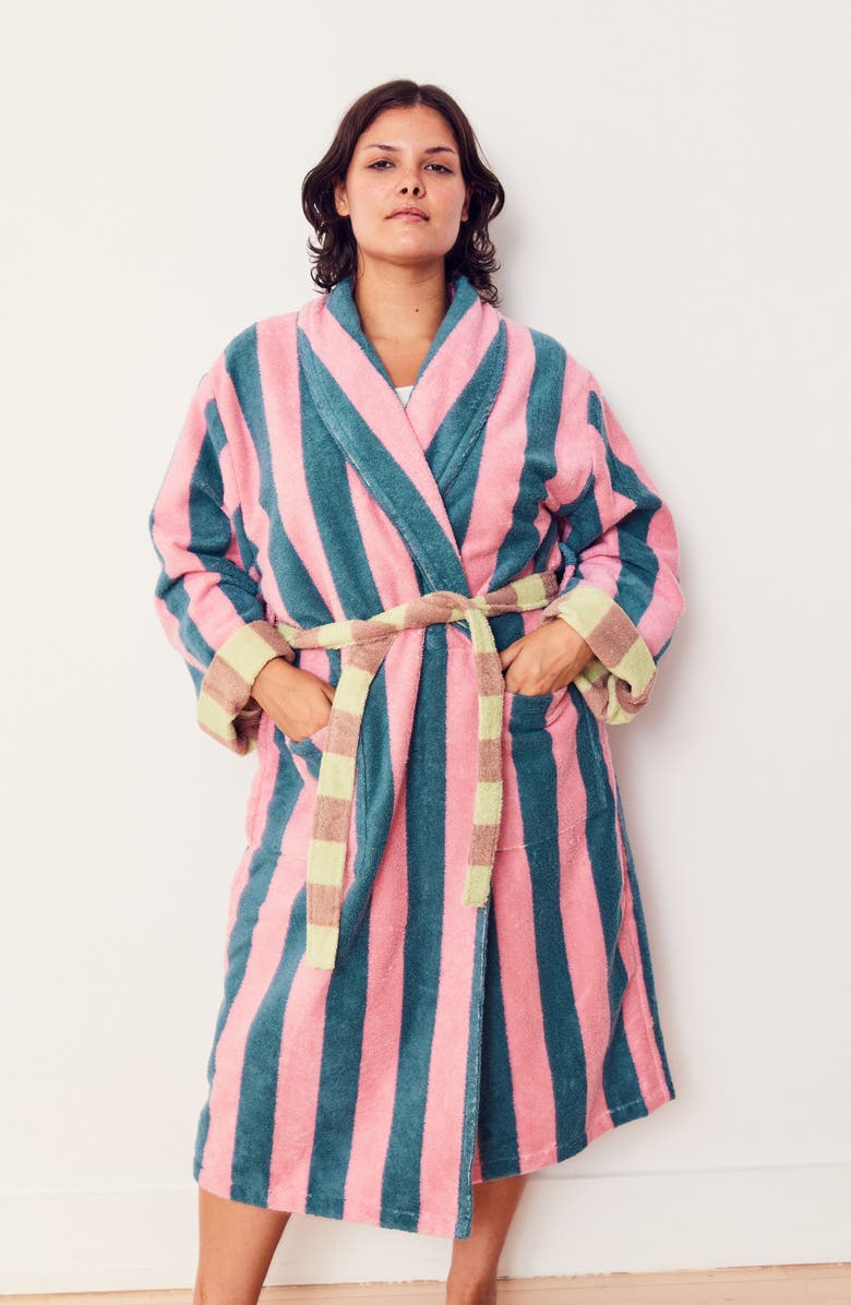 Dusen Dusen Martine Stripe Bathrobe, Alternate, color,