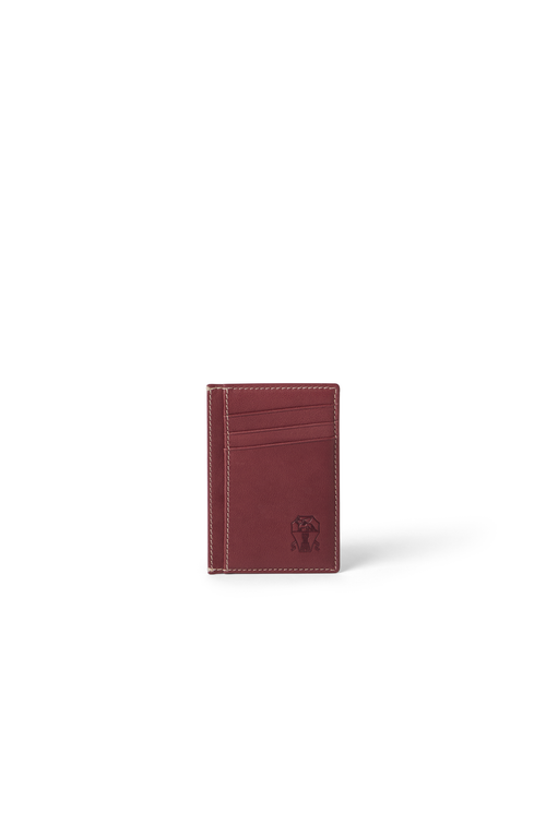 Brunello Cucinelli Calfskin Card Case In Burgundy