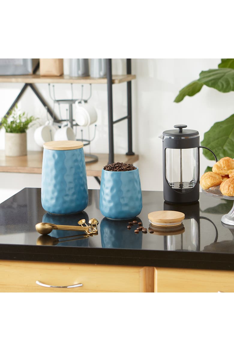 Matte Ceramic Canister Set/3 Dimple Texture, Alternate, color, Storm Blue
