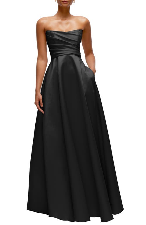 Dessy Collection Ruched Strapless Gown in Black 