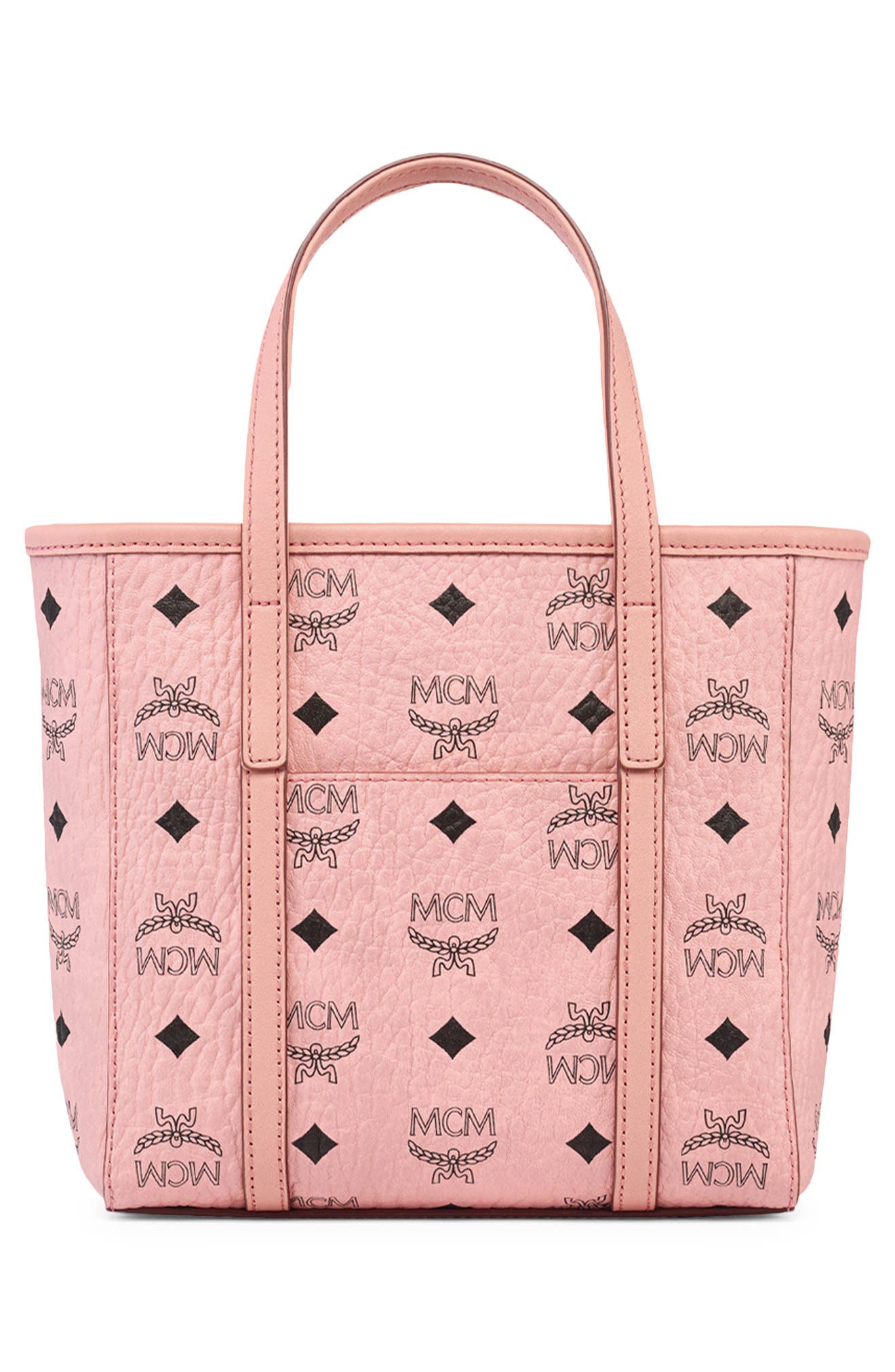 MCM Mini Toni Visetos Coated Canvas Top Handle Shopper Bag, Alternate, color, Soft Pink