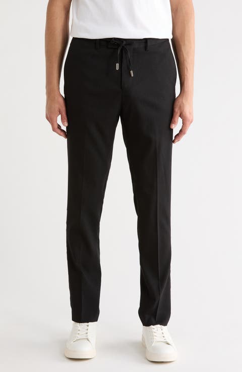 Slim Fit Solid Linen Blend Trousers