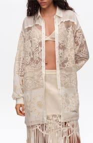 Bimba y Lola Oversize Lace Patchwork Shirt