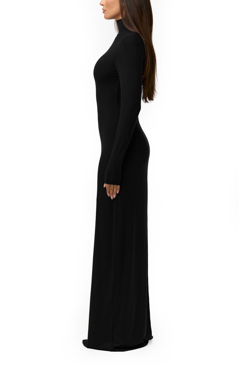 Naked Wardrobe Butter Turtleneck Long Sleeve Maxi Dress, Alternate, color, Black
