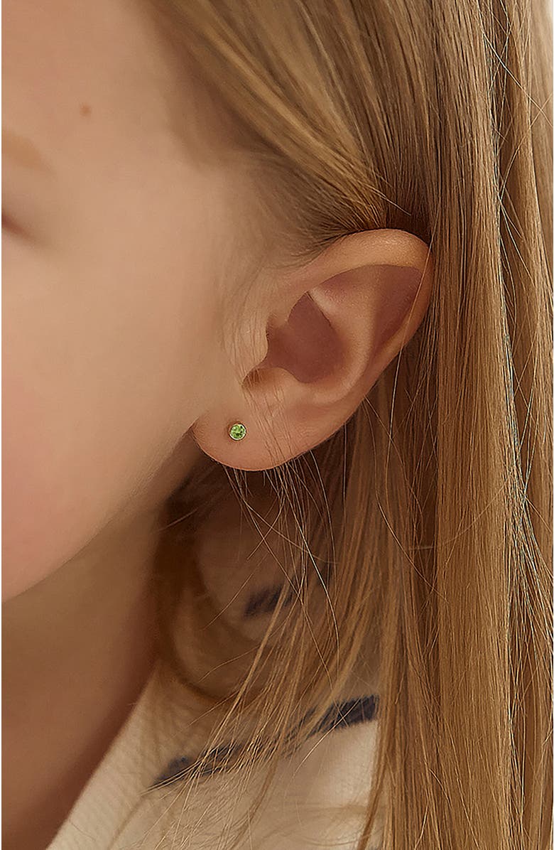 In Season Jewelry 14k Tiny Cubic Zirconia Birthstone Earrings, Alternate, color, August