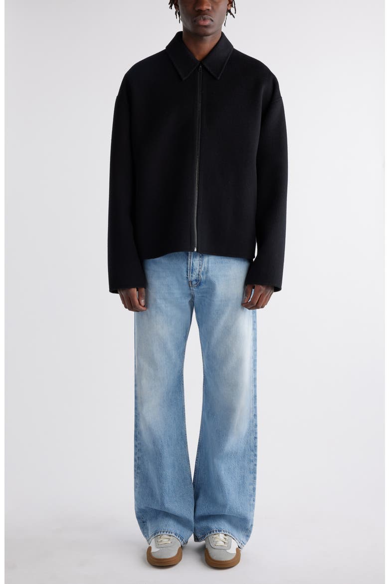 Relaxed Fit Double Face Wool Jacket, Alternate, color, BLACK