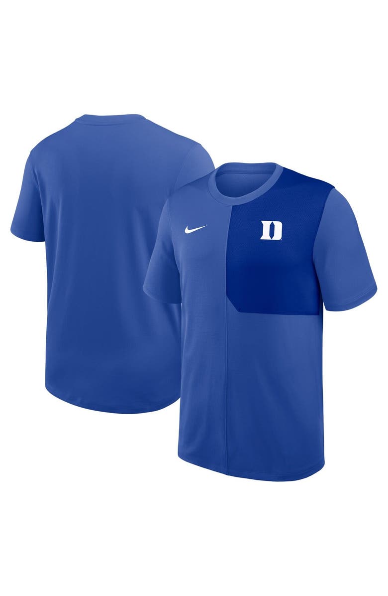 Nike Men's Nike Royal Duke Blue Devils 2025 Sideline UV Performance Coach T-Shirt, Main, color, Royal