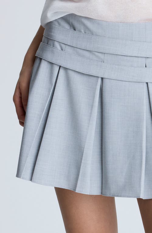 Kenneth Cole Box Pleat Mini Skort With Double Belt In Grey Dusk Melange
