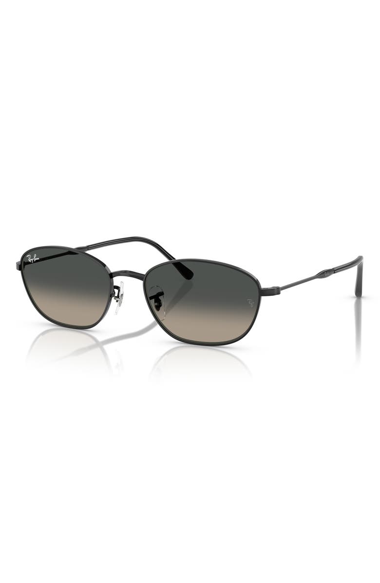 Ray-Ban 58mm Irregular Oval Sunglasses, Alternate, color, Black