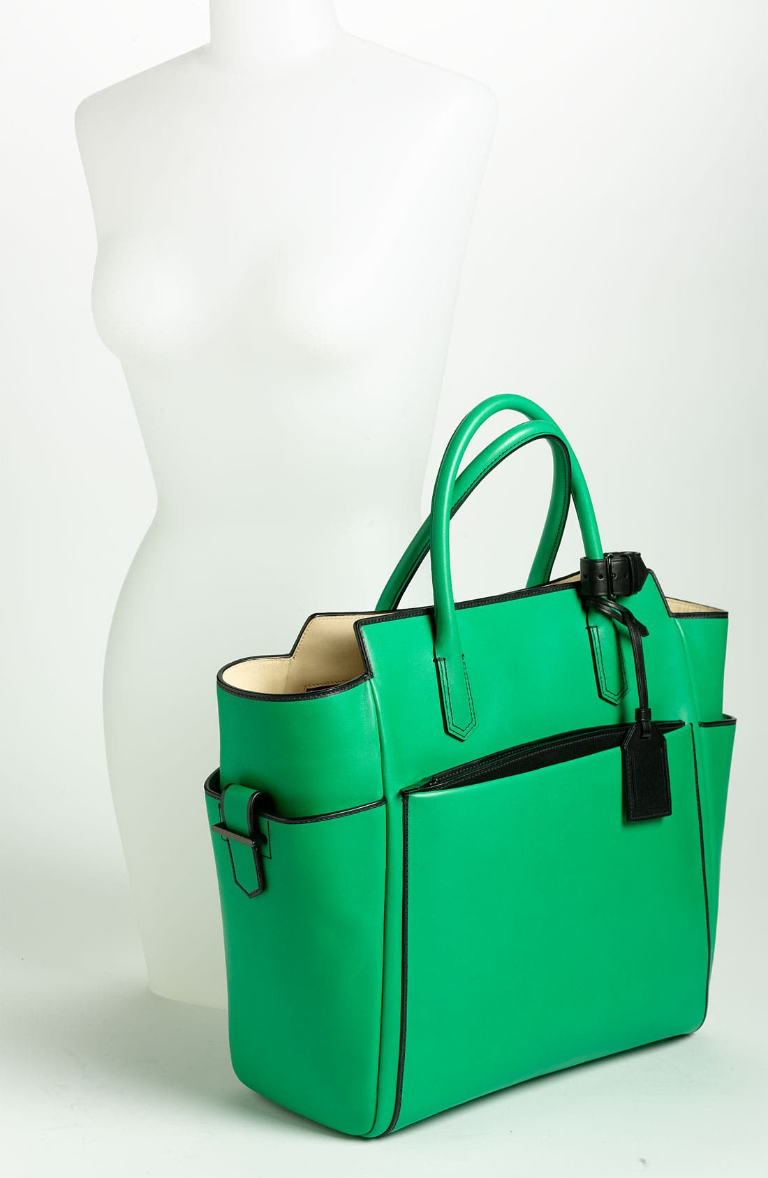 'Atlantique' Leather Tote, Alternate, color, ZEPHYR/BLACK