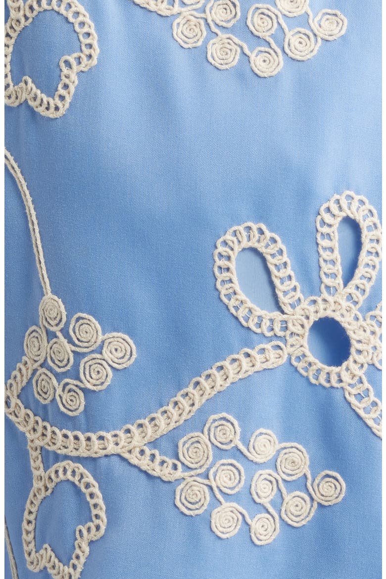 Embroidered Tiered Midi Shirtdress, Alternate, color, LIGHT BLUE