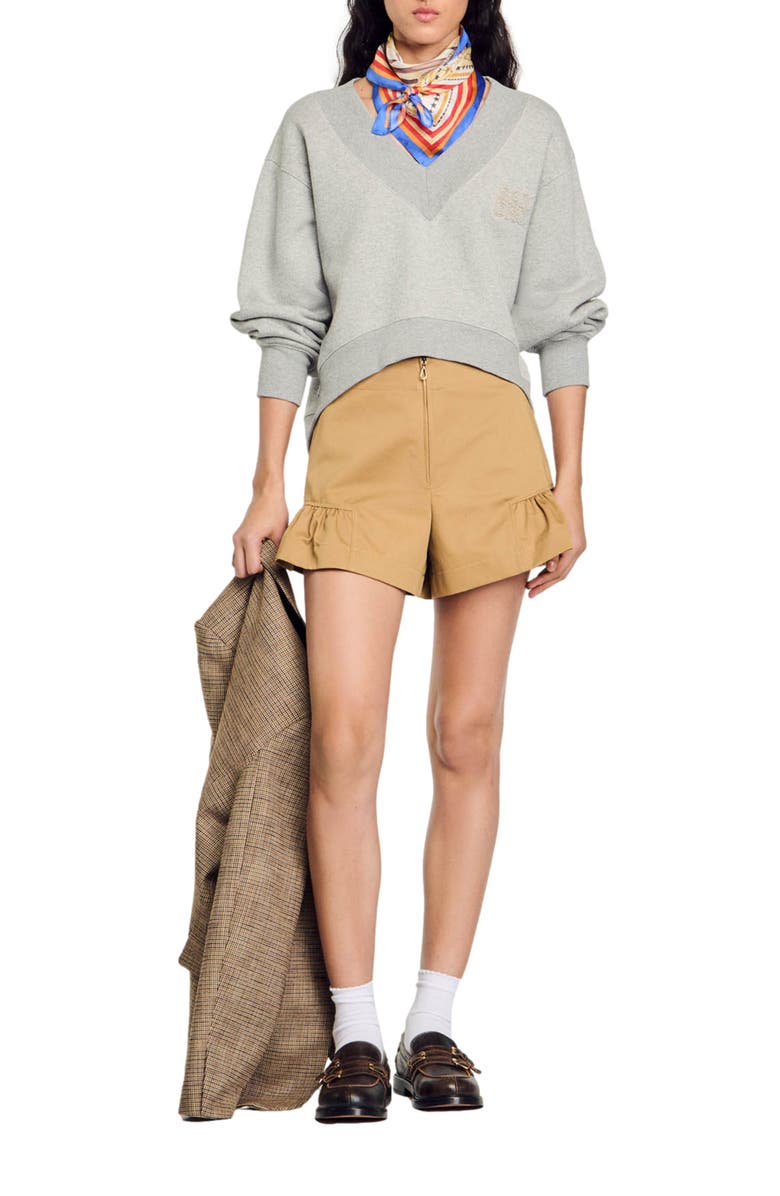 SANDRO Ruffled shorts, Alternate, color, 