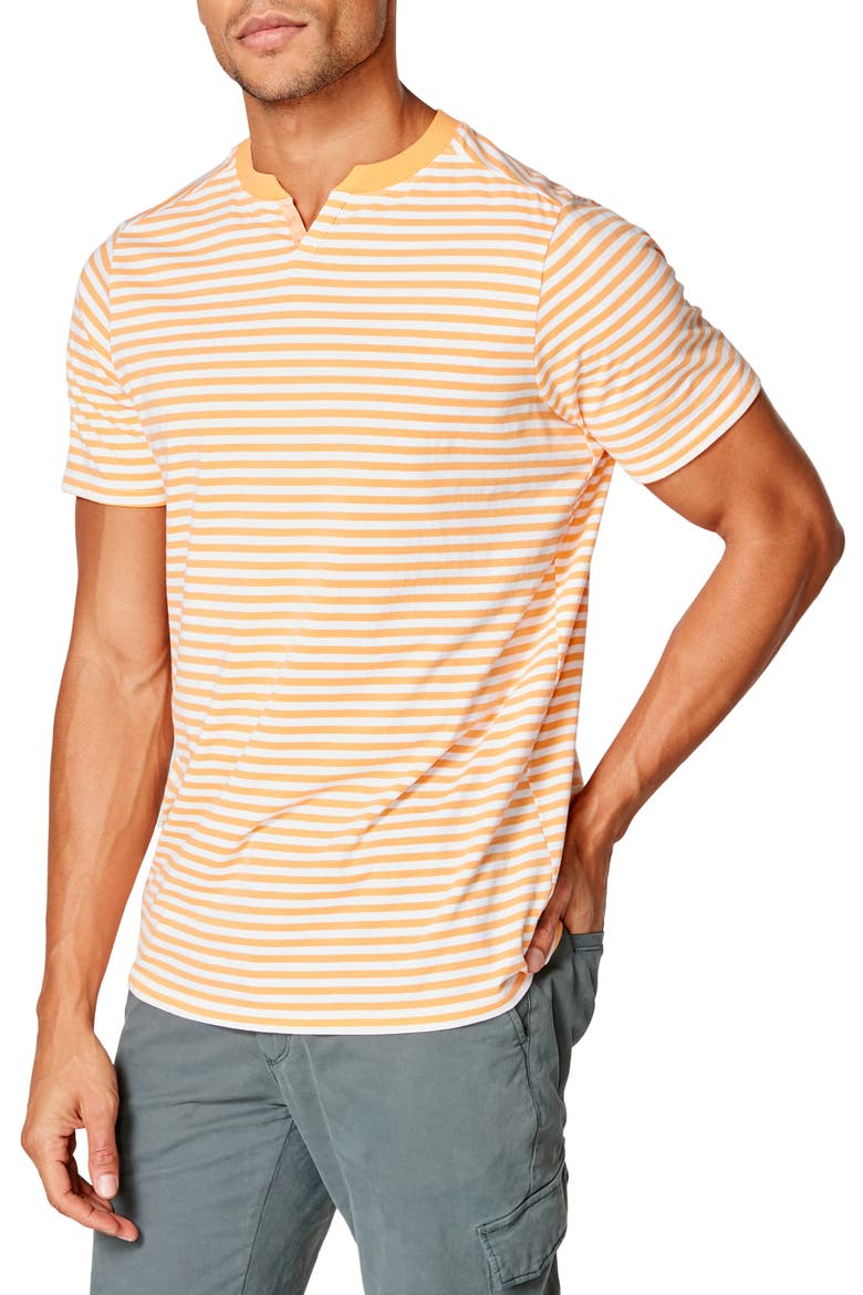 Slim Fit Stripe Razor V-Notch T-Shirt, Alternate, color, BLAZING ORANGE