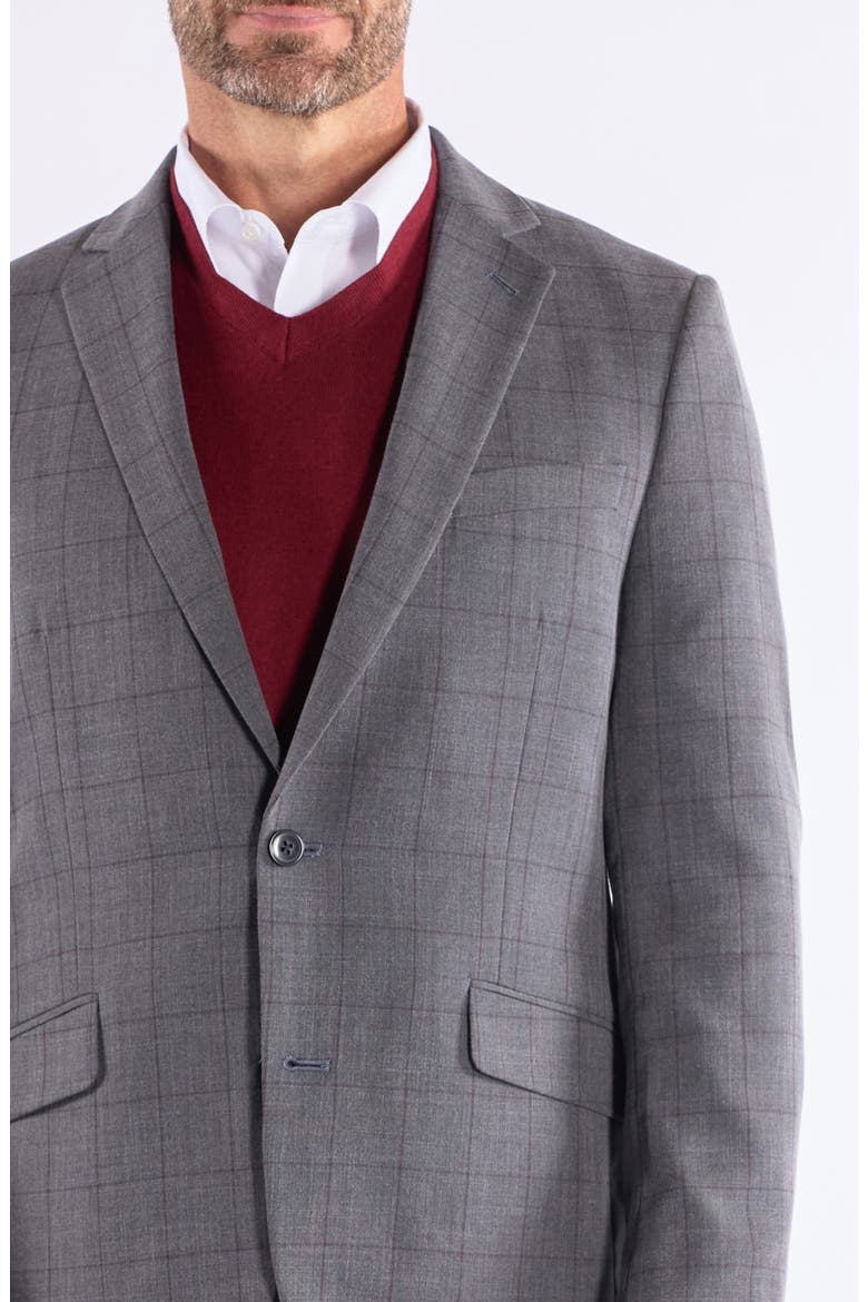 Grey Rust Windowpane Suit, Alternate, color, GREY