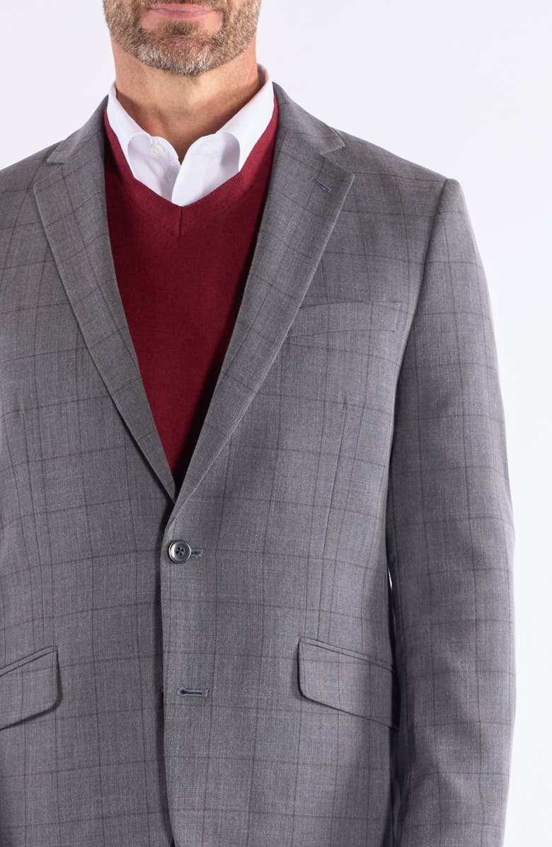 SAVILE ROW CO Grey Rust Windowpane Suit, Alternate, color, Grey