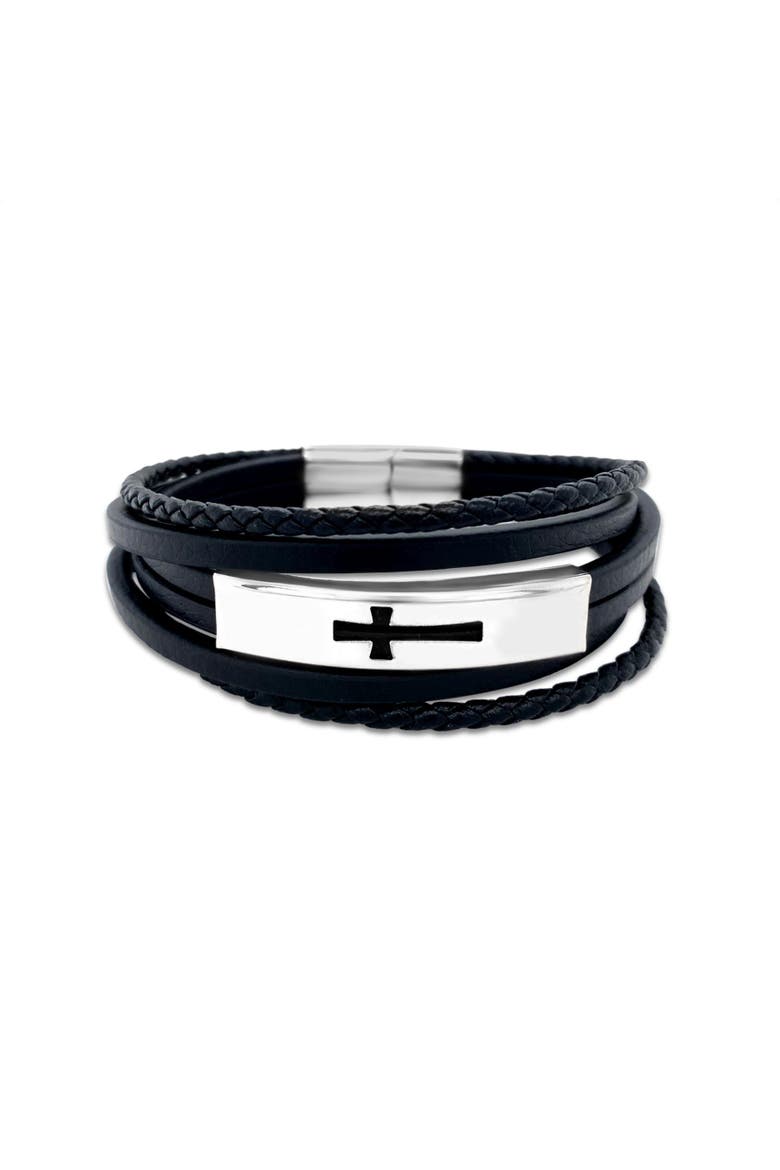 Dominus Stack Men's Bracelet, Main, color, Black